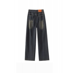 Winter High-Waisted Jeans Pants Deep Blue Trousers For Women S L XL XXL XXXL 