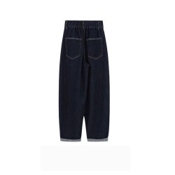 Winter High-Waisted Jeans Pants Deep Blue Trousers For Women S-4XL 