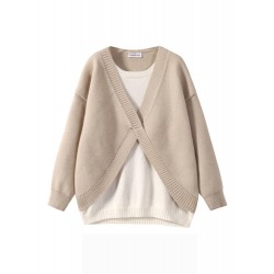 Winter Sweater Coat And Bige Pants Outfit For Women M-XL 