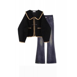 Womens Full Length Pants And Long Sleeve Black Coat For Outfit M L XL XXL 