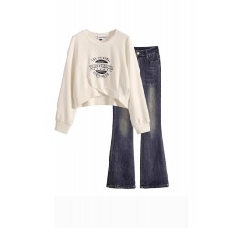 Womens Full Length Pants With Long Sleeve Beige Coat Outfit M L XL XXL 