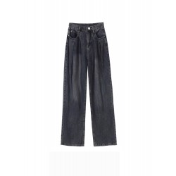Womens High-Waisted Full Length Jeans Pants Light Blue Retro Trousers S L XL XXL 