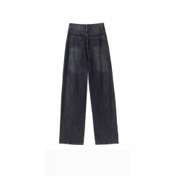Womens High-Waisted Full Length Jeans Pants Light Blue Retro Trousers S L XL XXL 