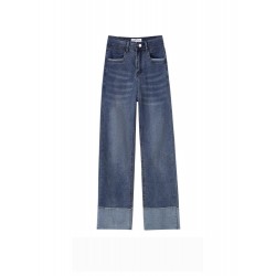 Womens Winter High-Waisted Full Length Jeans Pants Light Blue Trousers S L XL XXL 
