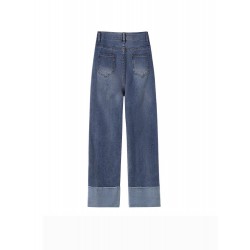 Womens Winter High-Waisted Full Length Jeans Pants Light Blue Trousers S L XL XXL 