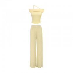 Casual Fashion Suit Top Wide Leg Pants Two Piece Set