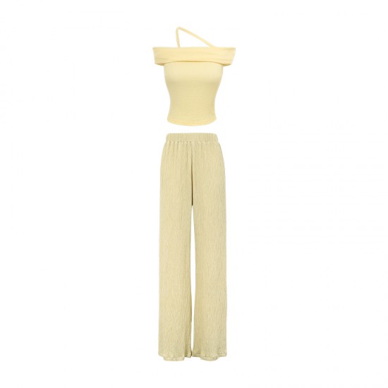 Casual Fashion Suit Top Wide Leg Pants Two Piece Set