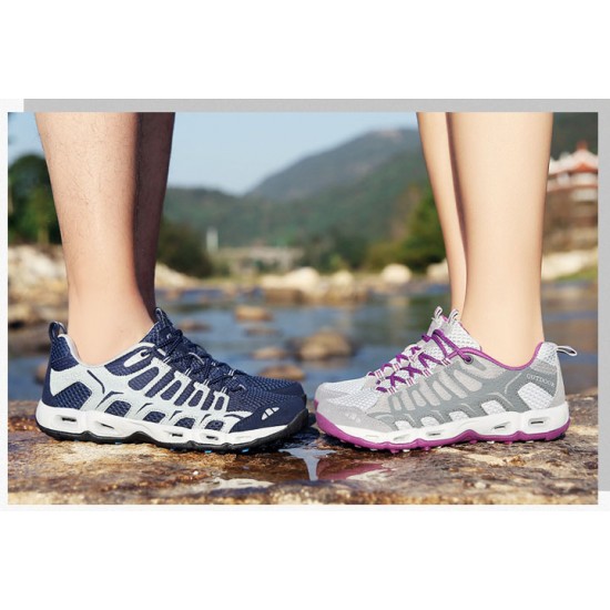 Best breathable Mens And Women Deep Blue Grey Hiking Footwear