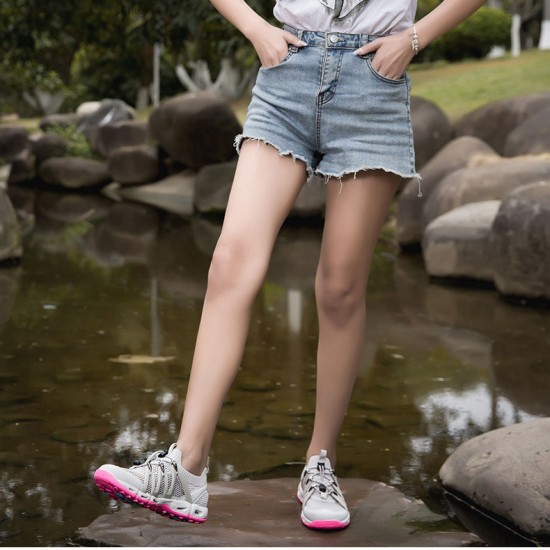 Best breathable Mens And Women Grey Pink Hiking Shoes