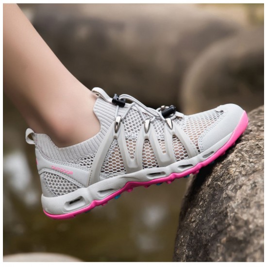 Best breathable Mens And Women Grey Pink Hiking Shoes