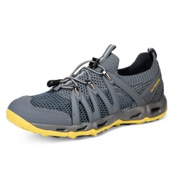 Best breathable Mens And Women Grey Yellow Hiking Shoes