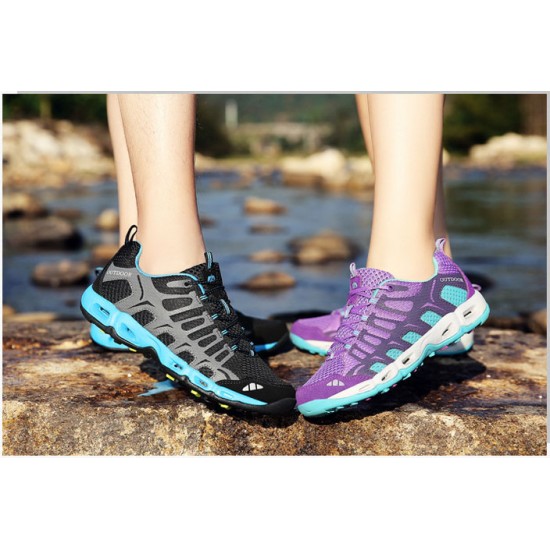 Best breathable Mens And Women Purple Ltblue Hiking Footwear 