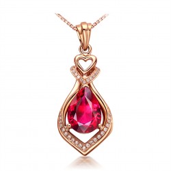 Jewelry Gold Pendant Gift For Women Red Necklace