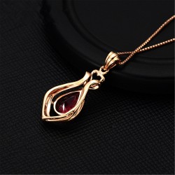 Jewelry Gold Pendant Gift For Women Red Necklace