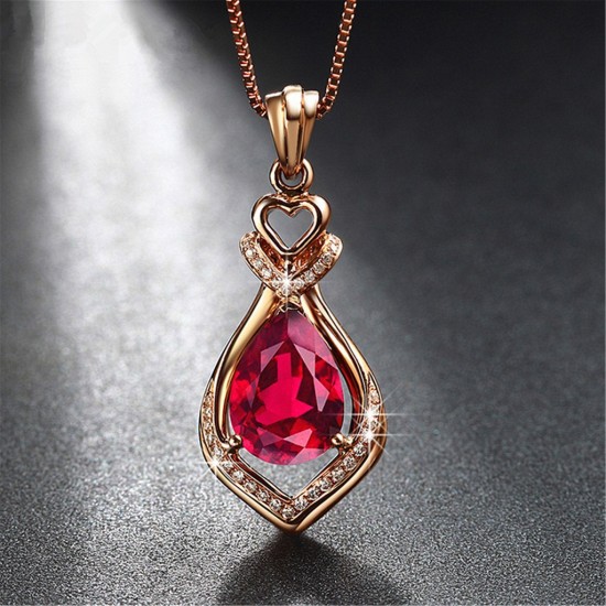 Jewelry Gold Pendant Gift For Women Red Necklace