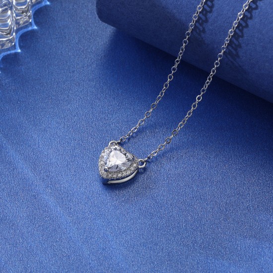 Jewelry Heart Silver Necklace Gift For Women