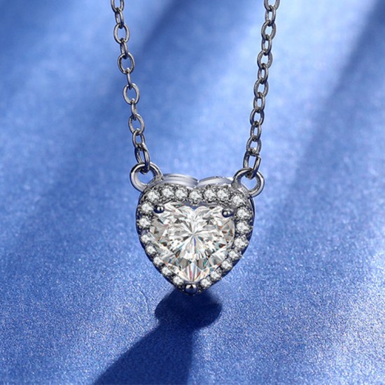 Jewelry Heart Silver Necklace Gift For Women