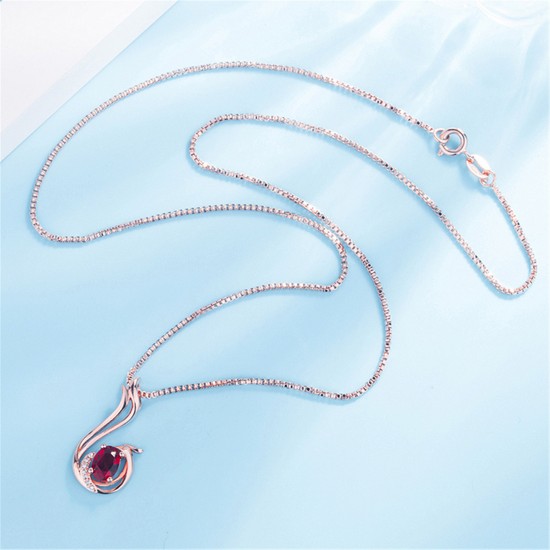 Jewelry Rose Gold Pendant Gift For Women Red Necklace