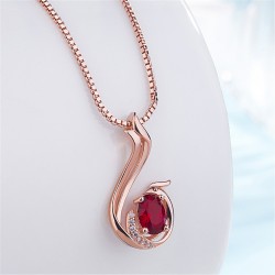 Jewelry Rose Gold Pendant Gift For Women Red Necklace