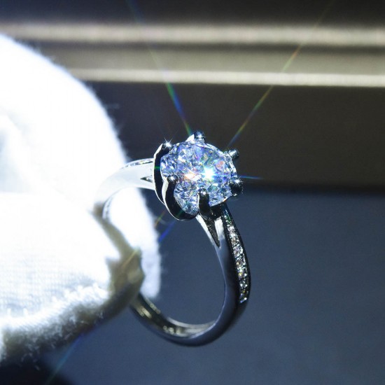 Gift Jewelry Girlfriend Silver Rings For Women 1 carat diamond