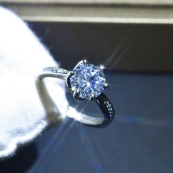 Gift Jewelry Girlfriend Silver Rings For Women 1 carat diamond