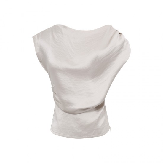 Satin Off-Shoulder Waist Sleeveless Shirt For Women