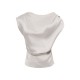 Satin Off-Shoulder Waist Sleeveless Shirt For Women