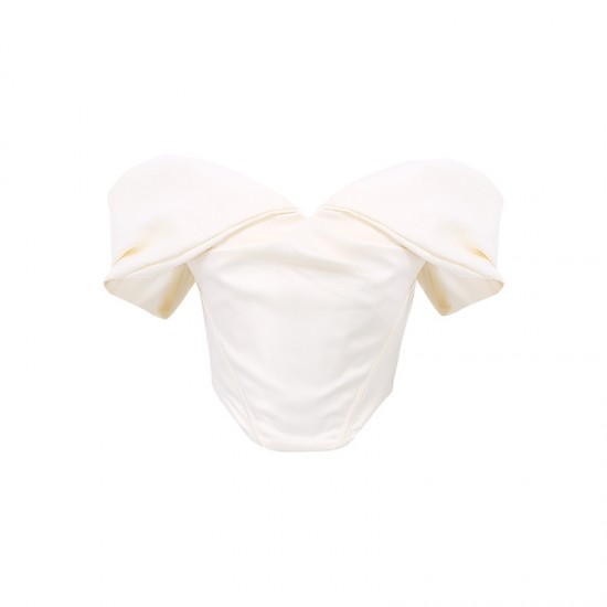 Sexy one-shoulder satin cropped off-the-shoulder top