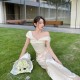 Sexy one-shoulder satin cropped off-the-shoulder top