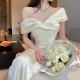 Sexy one-shoulder satin cropped off-the-shoulder top