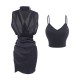 V-neck Satin Sleeveless Slim Hip Skirt